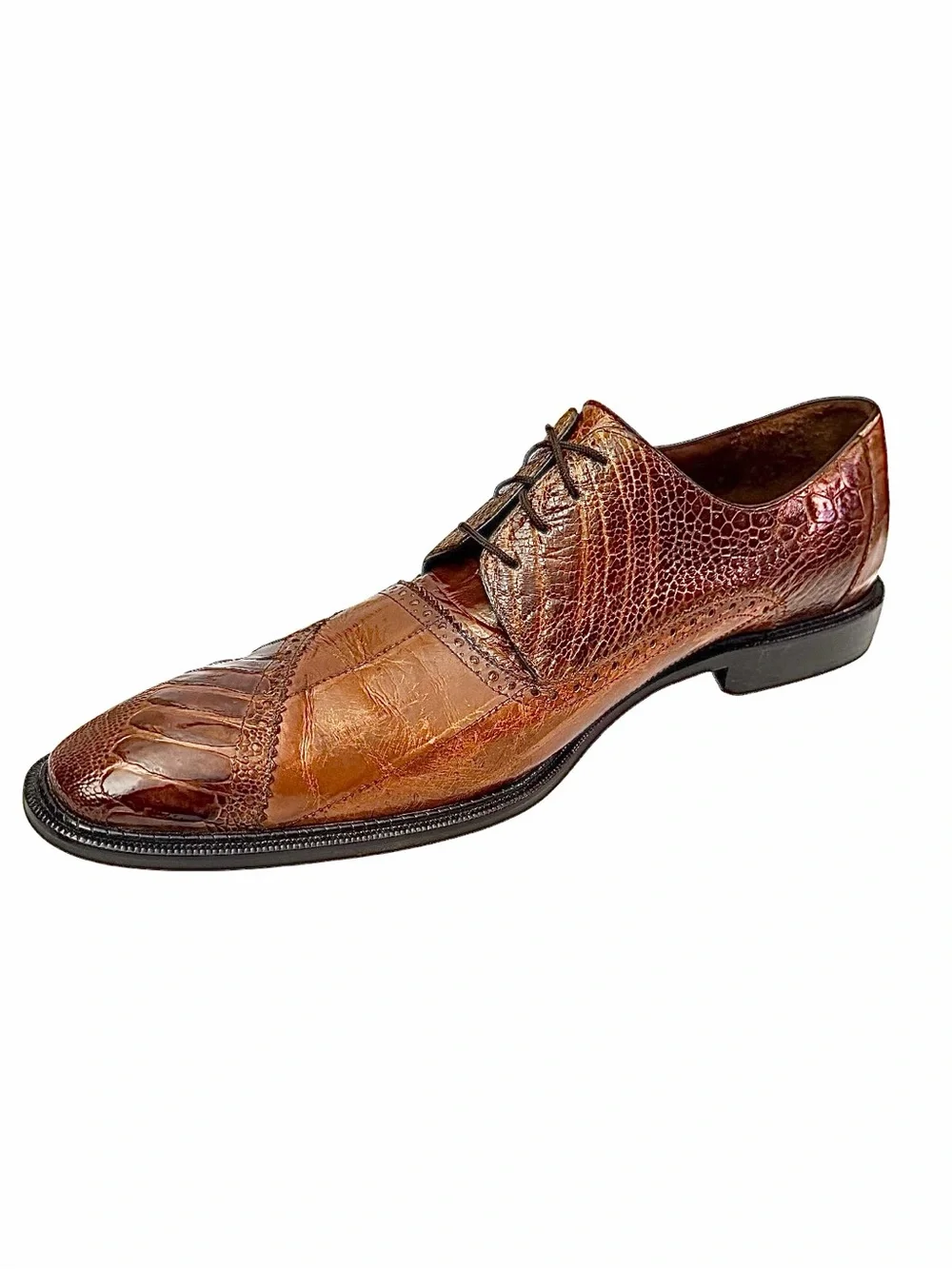Belvedere Nino Antique Camel Ostrich & Eel Leg Shoes Men’s 9B EUC Luxury